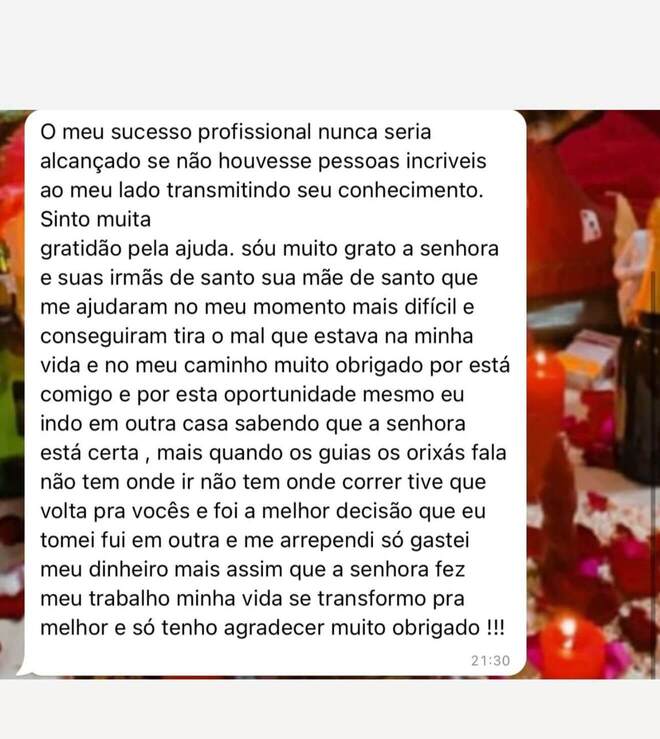 Depoimento WhatsApp — Mãe Meire de Iemanjá